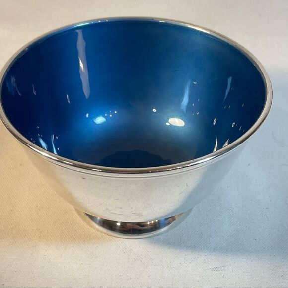 Towle Silver Plated Rich Blue Enamel Bowl 5" EP 5001 Mid 20th Century - Picture 15 of 16